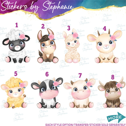 (s02A-346) Baby Farm Animals Illustrated Graphic Iron-On Transfer or Sticker