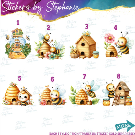 (s02A-347) Beehive Bee Hive Honeycomb Illustrated Graphic Iron-On Transfer or Sticker