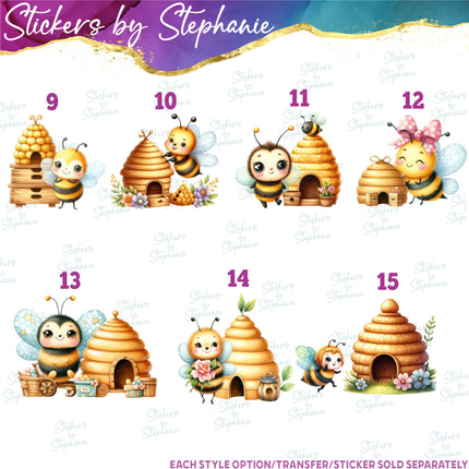 (s02A-347) Beehive Bee Hive Honeycomb Illustrated Graphic Iron-On Transfer or Sticker
