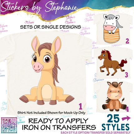 (s02A-349) Horse Pony Cartoon Graphic Iron-On Transfer or Sticker