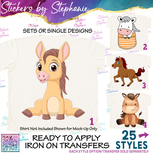 (s02A-349) Horse Pony Cartoon Graphic Iron-On Transfer or Sticker