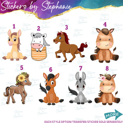 (s02A-349) Horse Pony Cartoon Graphic Iron-On Transfer or Sticker