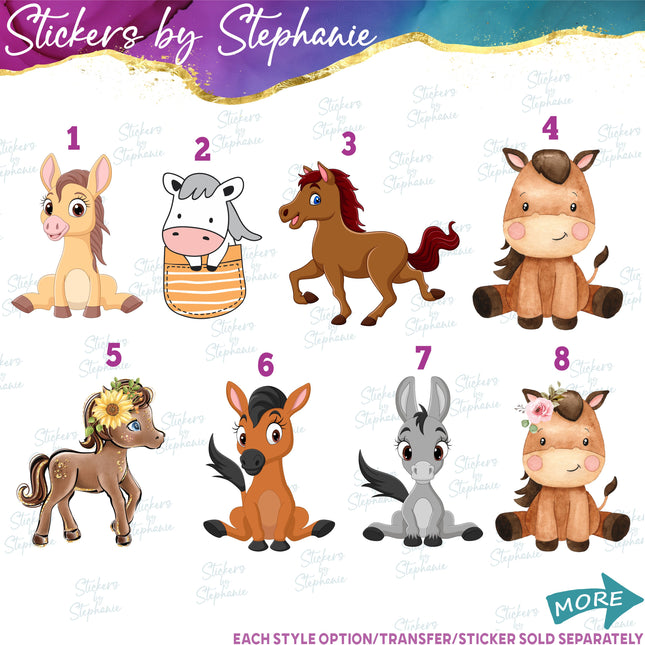 (s02A-349) Horse Pony Cartoon Graphic Iron-On Transfer or Sticker