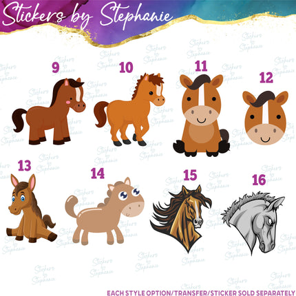 (s02A-349) Horse Pony Cartoon Graphic Iron-On Transfer or Sticker