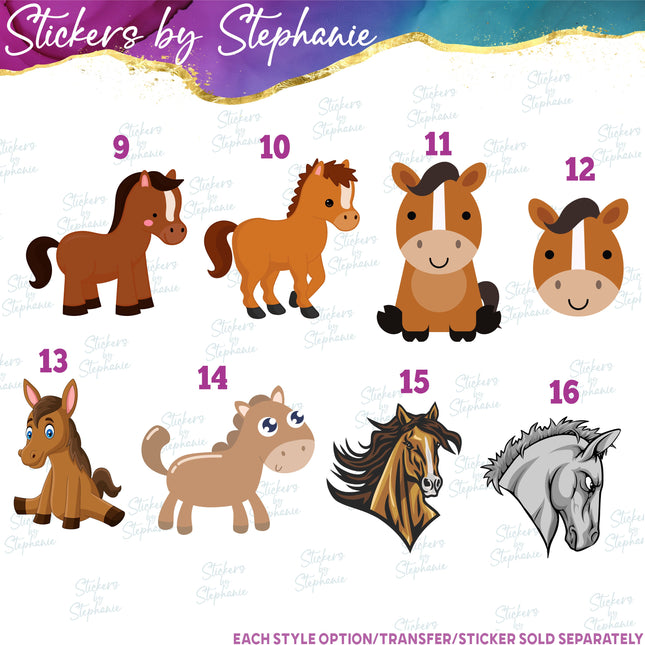 (s02A-349) Horse Pony Cartoon Graphic Iron-On Transfer or Sticker