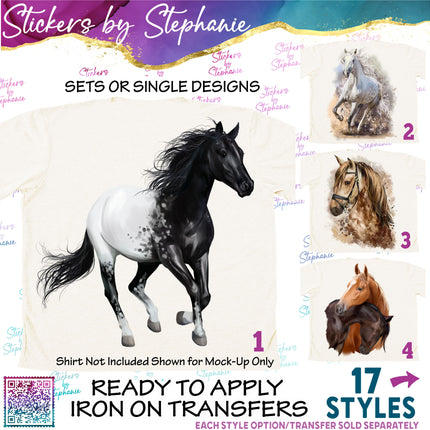 (s02A-352) Horse Illustrated Graphic Iron-On Transfer or Sticker