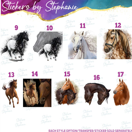 (s02A-352) Horse Illustrated Graphic Iron-On Transfer or Sticker