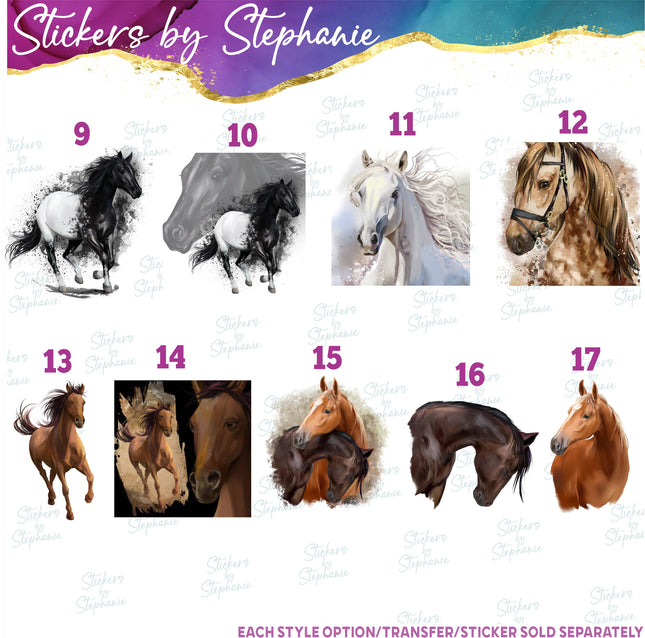 (s02A-352) Horse Illustrated Graphic Iron-On Transfer or Sticker