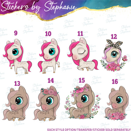 (s02A-353) Horse Pony Cartoon Graphic Iron-On Transfer or Sticker