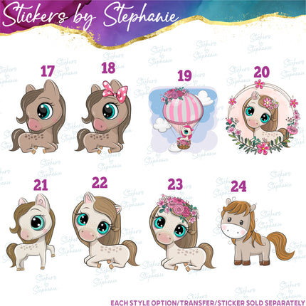 (s02A-353) Horse Pony Cartoon Graphic Iron-On Transfer or Sticker