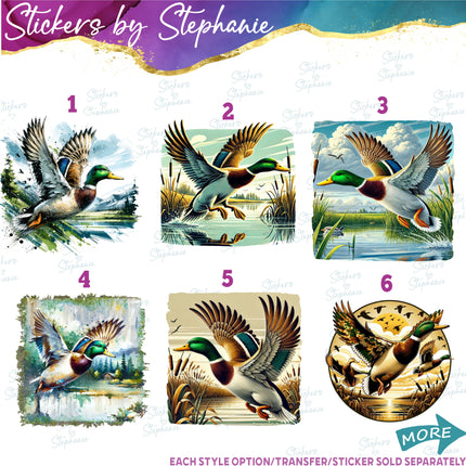 (s02A-360) Wood Duck Mallard Illustrated Graphic Iron-On Transfer or Sticker