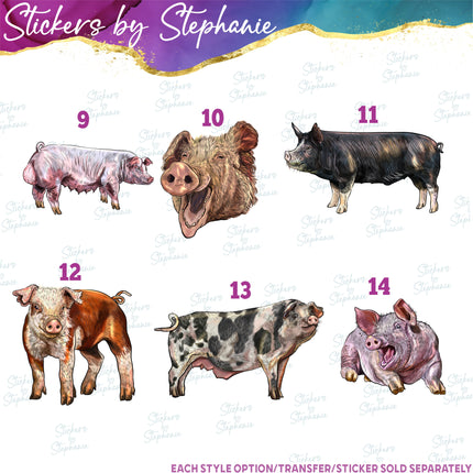 (s02A-373) Pig Piglet Illustrated Graphic Iron-On Transfer or Sticker