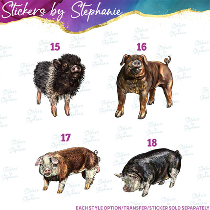 (s02A-373) Pig Piglet Illustrated Graphic Iron-On Transfer or Sticker