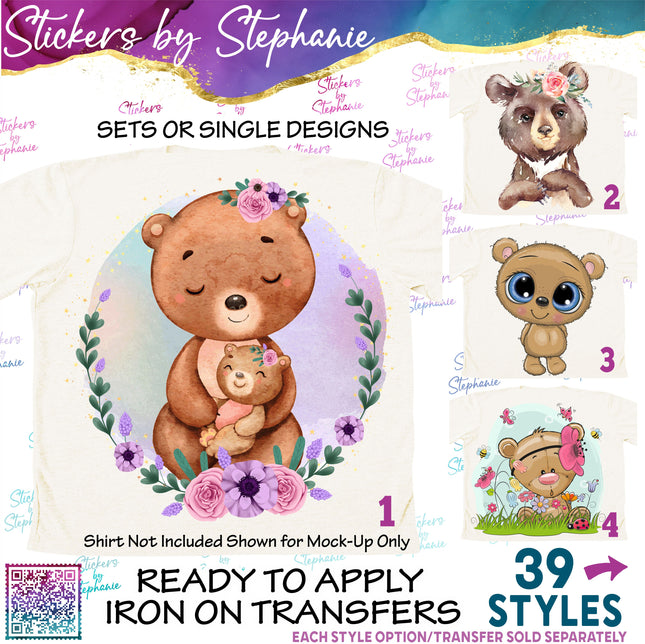 (s02A-374) Brown Teddy Bear Graphic Iron-On Transfer or Sticker