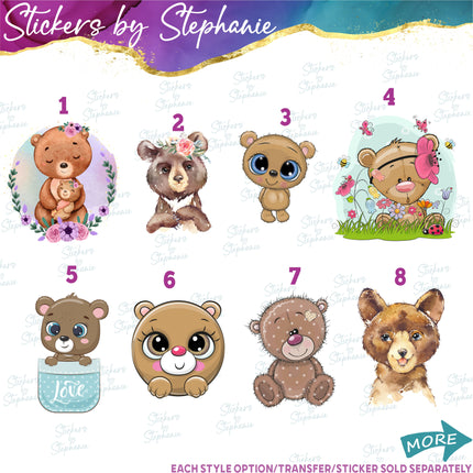 (s02A-374) Brown Teddy Bear Graphic Iron-On Transfer or Sticker