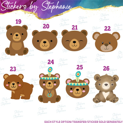 (s02A-374) Brown Teddy Bear Graphic Iron-On Transfer or Sticker