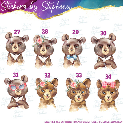(s02A-374) Brown Teddy Bear Graphic Iron-On Transfer or Sticker