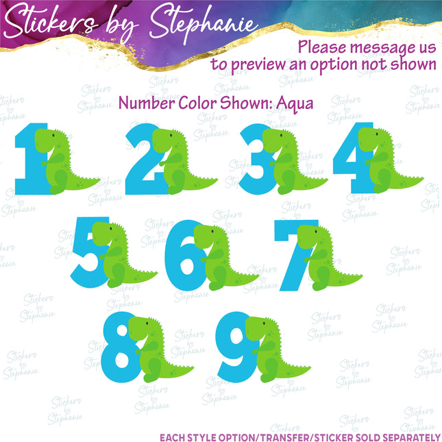 (s02A-377) Dinosaur Age Number Graphic Iron-On Transfer or Sticker