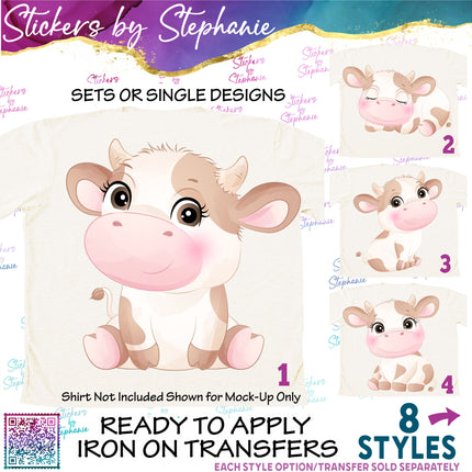 (s02A-381) Brown Cow Iron-On Transfer or Sticker