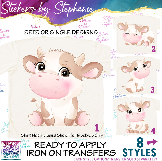 (s02A-381) Brown Cow Iron-On Transfer or Sticker