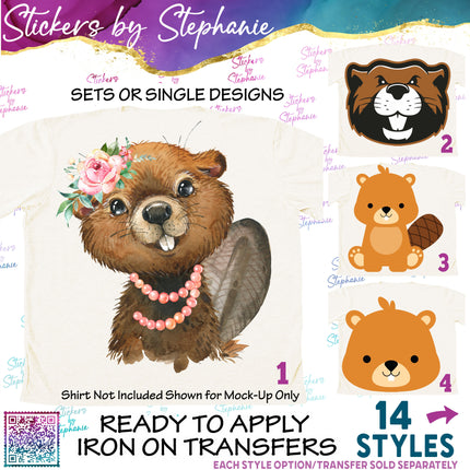 (s02A-385) Beaver Graphic Iron-On Transfer or Sticker