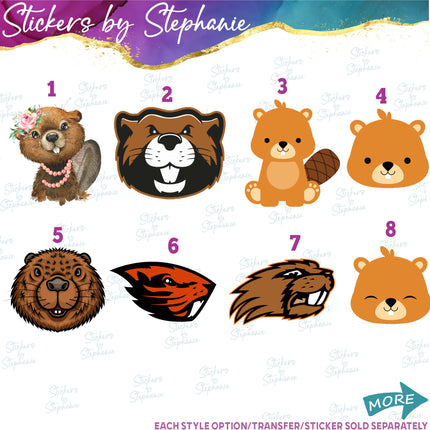 (s02A-385) Beaver Graphic Iron-On Transfer or Sticker