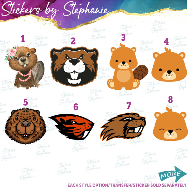 (s02A-385) Beaver Graphic Iron-On Transfer or Sticker
