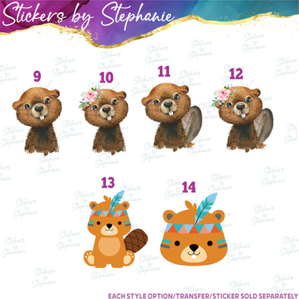 (s02A-385) Beaver Graphic Iron-On Transfer or Sticker