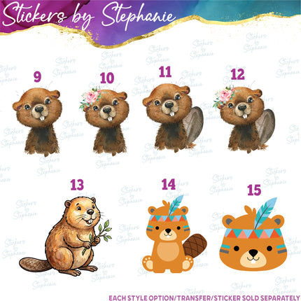 (s02A-385) Beaver Graphic Iron-On Transfer or Sticker