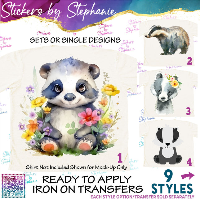 (s02A-386) Badger Graphic Iron-On Transfer or Sticker