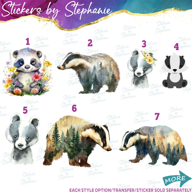 (s02A-386) Badger Graphic Iron-On Transfer or Sticker