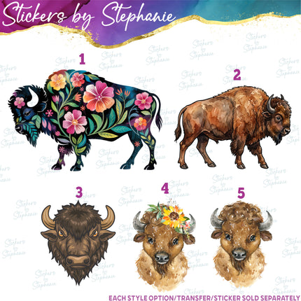 (s02A-387) American Buffalo Bison Graphic Iron-On Transfer or Sticker