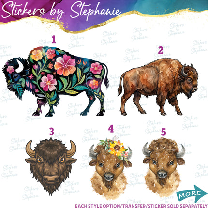(s02A-387) American Buffalo Bison Graphic Iron-On Transfer or Sticker