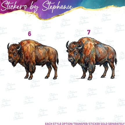(s02A-387) American Buffalo Bison Graphic Iron-On Transfer or Sticker