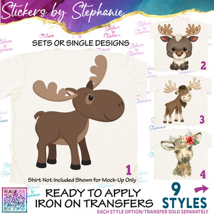 (s02A-388) Moose Graphic Iron-On Transfer or Sticker