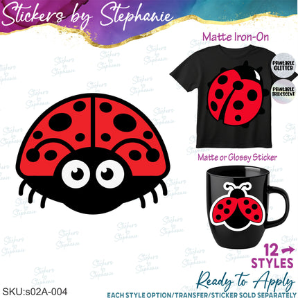 (s02A-004) Ladybug Iron-On Transfer