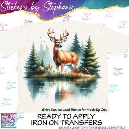 (s02A-405) Deer Lake Illustrated Graphic Iron-On Transfer or Sticker