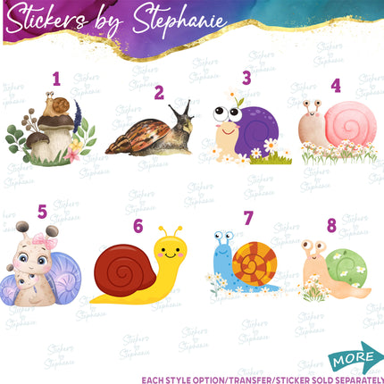 (s02A-406) Snail Illustrated Graphic Iron-On Transfer or Sticker