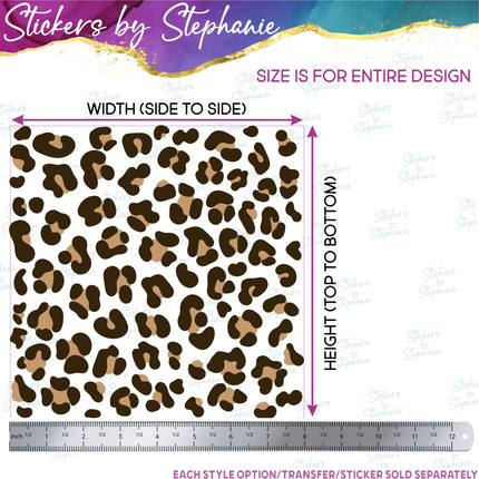 (s02A-410) Leopard Print Pattern Cheetah Spots Iron-On Transfer or Sticker
