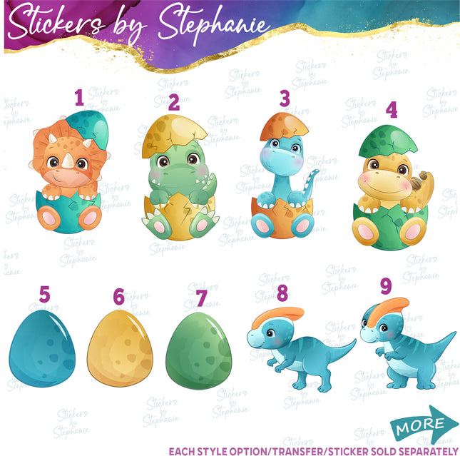 (s02A-411) Baby Dino Dinosaurs Letter Number Age Iron-On Transfer or Sticker