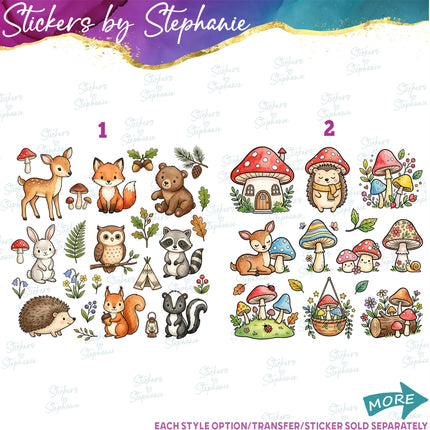 (s02A-414) Forest Woodland Animals Bundle Set Graphic Iron-On Transfer or Sticker