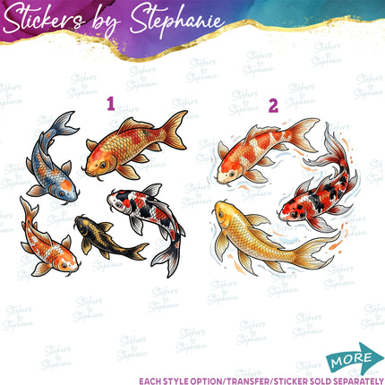 (s02A-424) Koi Fish Set Iron-On Transfer or Sticker