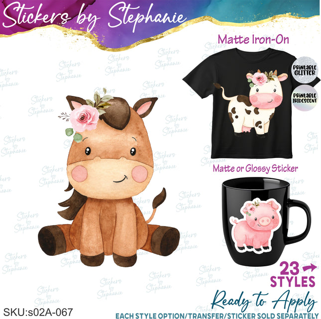 (s02A-067) Baby Farm Animals Iron-On Transfer or Sticker