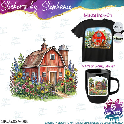 (s02A-068) Barn Farm Animals Iron-On Transfer or Sticker