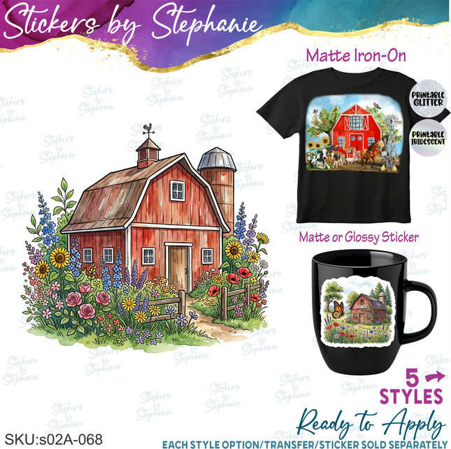 (s02A-068) Barn Farm Animals Iron-On Transfer or Sticker