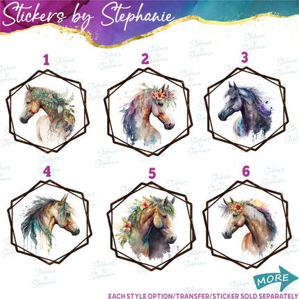 (s02A-075) Boho Horse Head Iron-On Transfer or Sticker