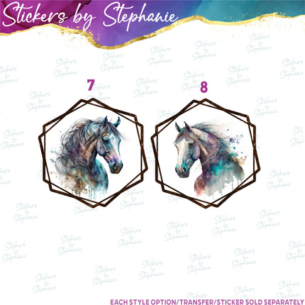 (s02A-075) Boho Horse Head Iron-On Transfer or Sticker