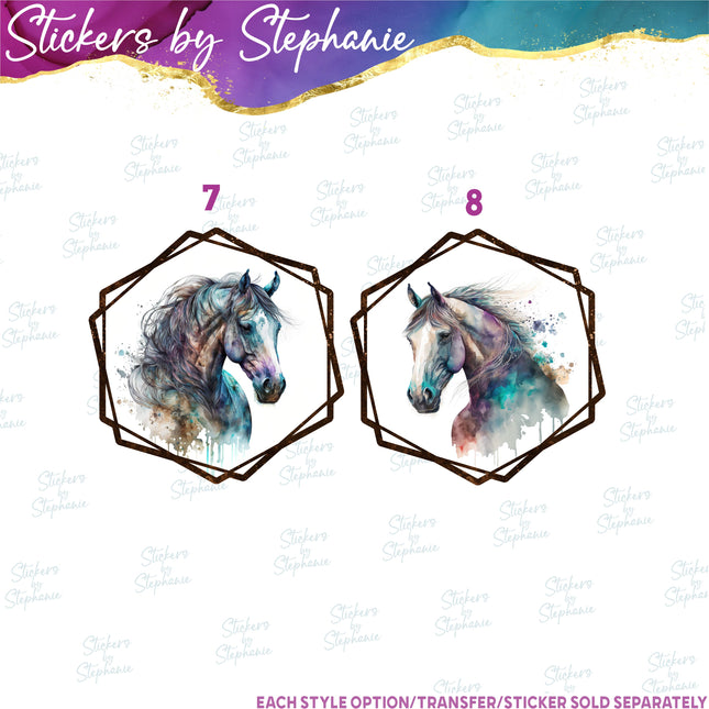 (s02A-075) Boho Horse Head Iron-On Transfer or Sticker