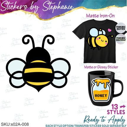 (s02A-008) Bee Bumblebee Iron-On Transfer or Sticker