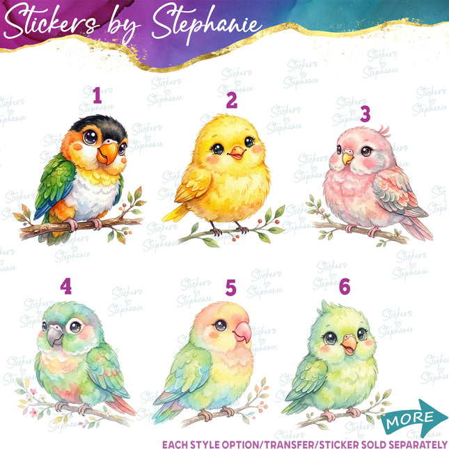 (s02A-008) Cute Birds Bird Illustrated Graphic Iron-On Transfer or Sticker